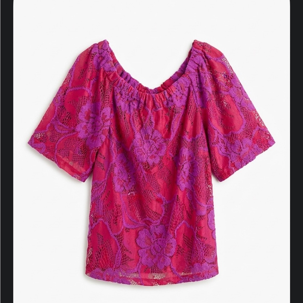 Elegant Lace Women Top - Purple and Pink